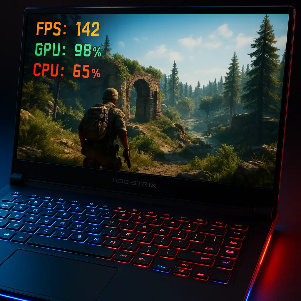 مراجعة Asus ROG Strix 2025 أثناء تشغيل الألعاب الثقيلة.