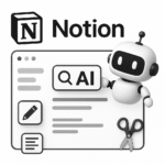 صورة توضح واجهة Notion مع عناصر ذكاء اصطناعي تمثل قدرات Notion AI في الكتابة والتنظيم داخل منصة واحدة.