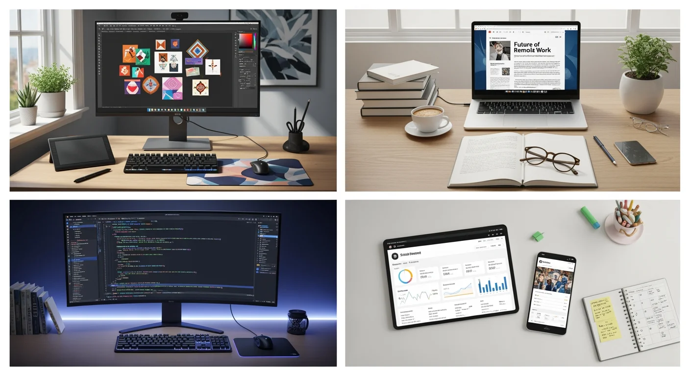 أمثلة على مهارات العمل أونلاين مثل التصميم والكتابة والبرمجة والتسويق