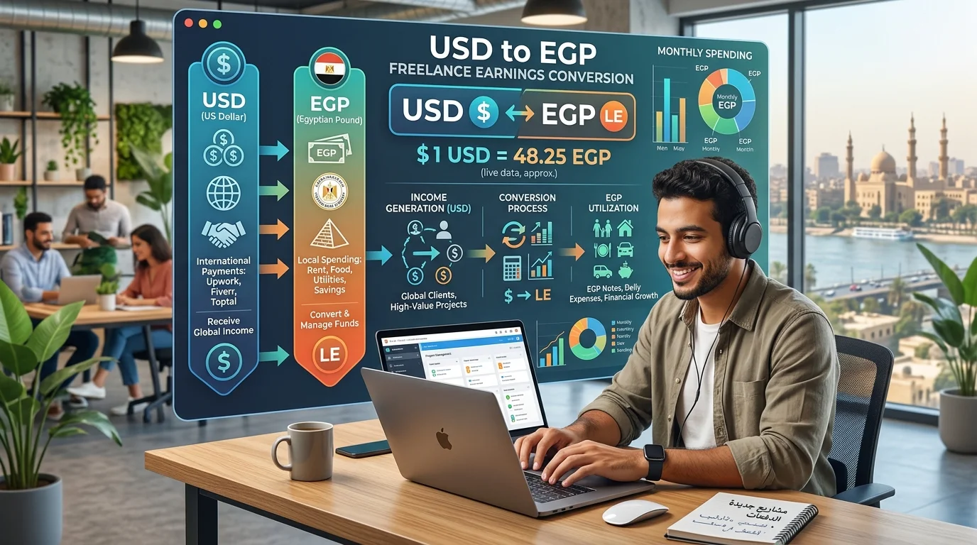 أرباح العمل الحر في مصر وتحويل الدولار إلى جنيه مصري