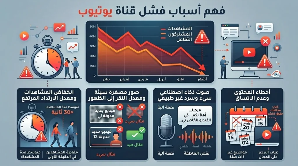 أخطاء شائعة تؤدي لفشل قنوات Faceless YouTube