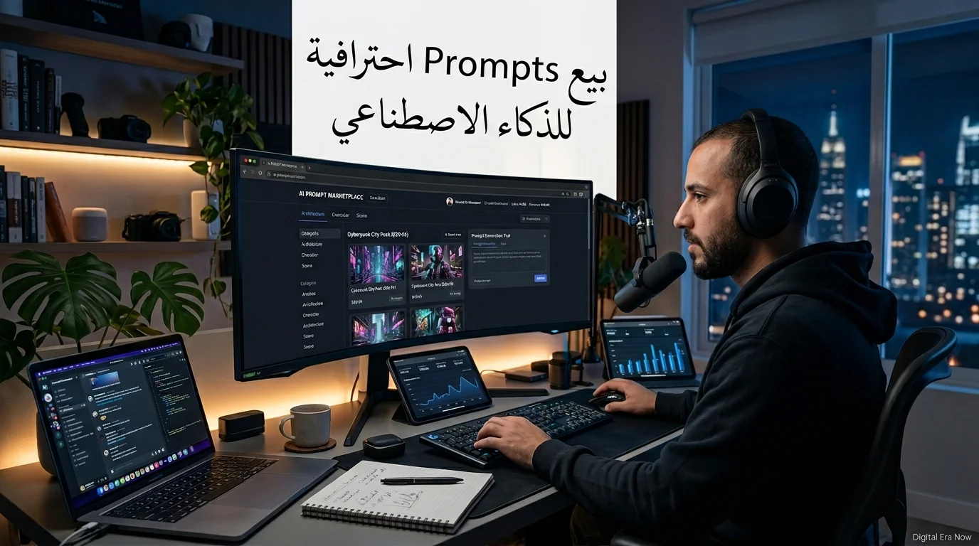 شخص يبيع برومبتات احترافية لأدوات الذكاء الاصطناعي.