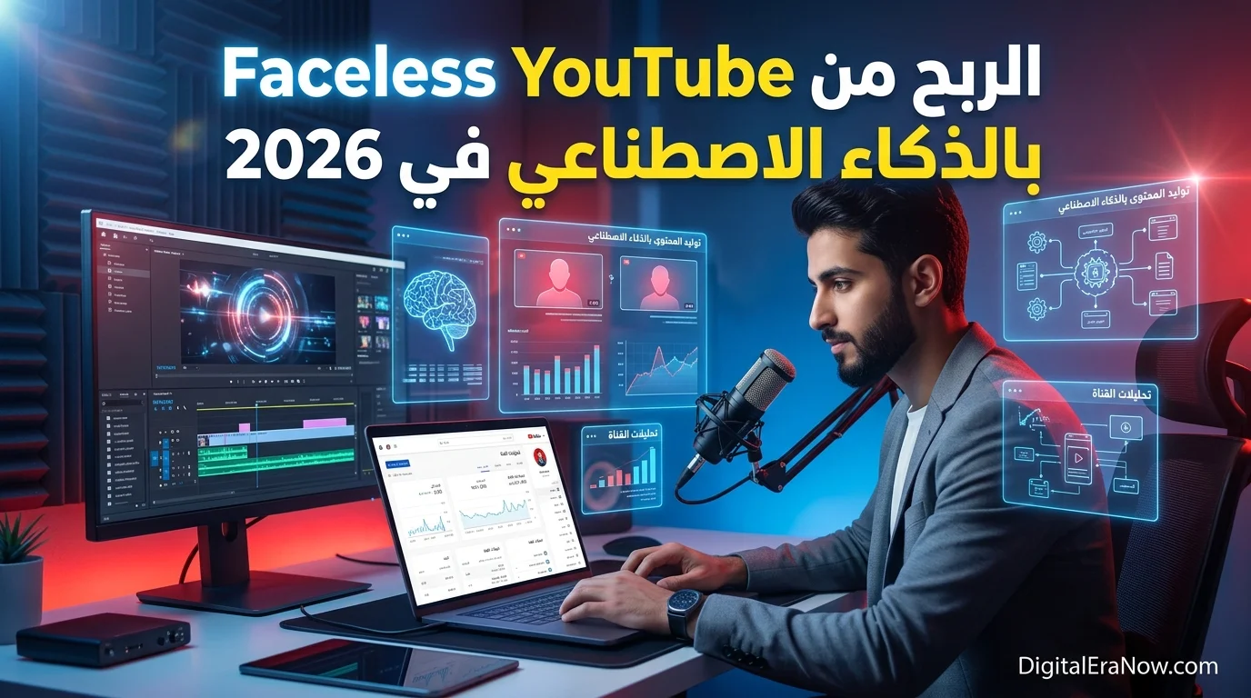 الربح من Faceless YouTube بالذكاء الاصطناعي في 2026 وإنشاء قناة يوتيوب بدون ظهور