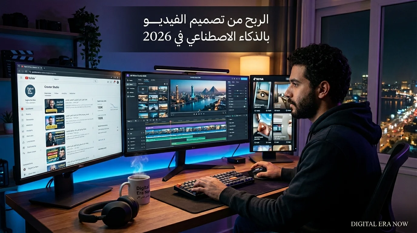 الربح من تصميم الفيديو بالذكاء الاصطناعي في 2026 باستخدام أدوات AI الحديثة