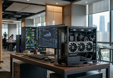 NVIDIA RTX PRO 5500 داخل محطة عمل احترافية في شركة تقنية صينية
