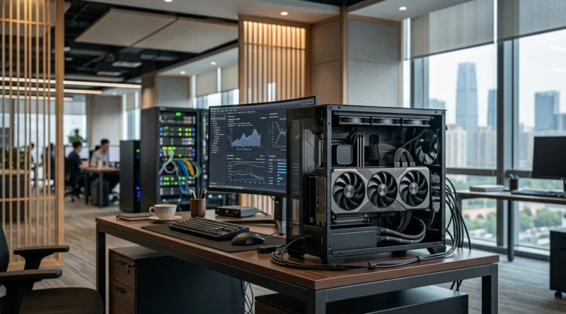 NVIDIA RTX PRO 5500 داخل محطة عمل احترافية في شركة تقنية صينية